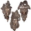 Bronzed Masks On Stand  Set of 3