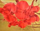Red Bloom on Gold Gallery Wrap